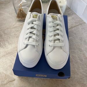 Keds triple up leather white sneakers